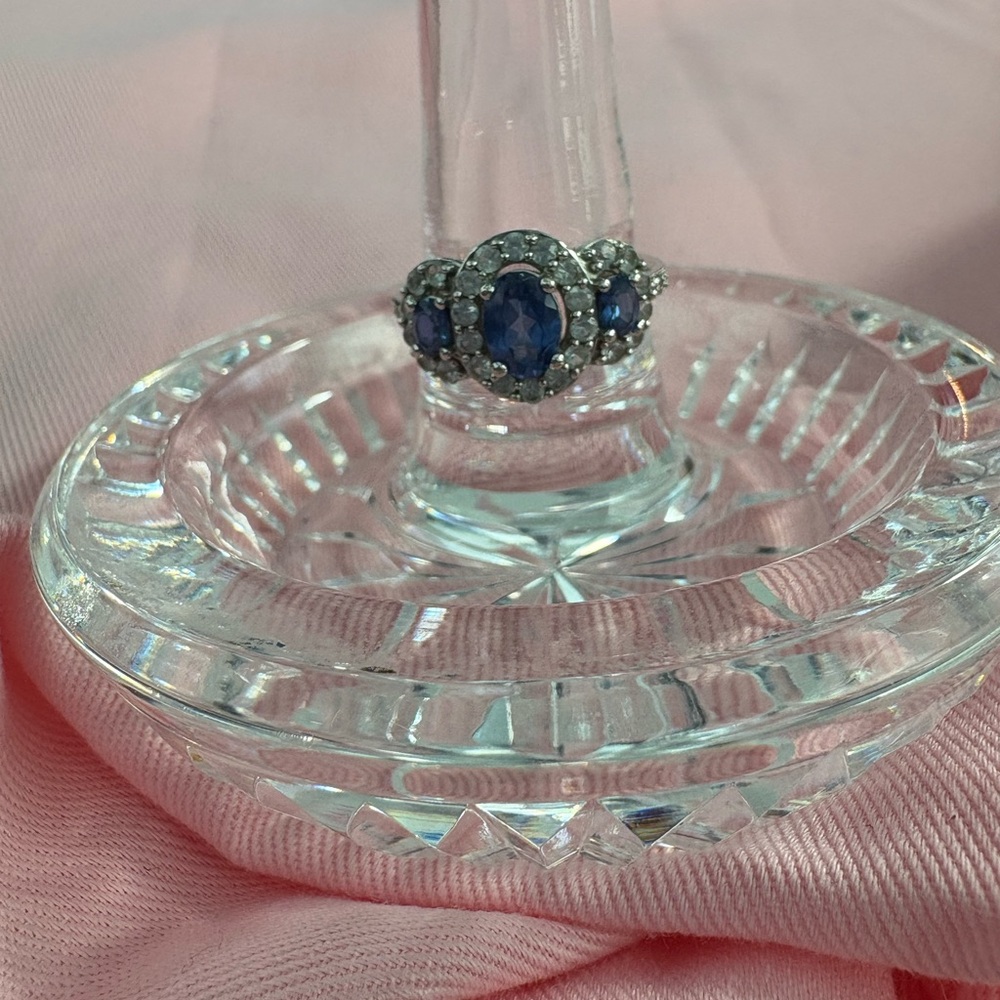 Elegant Blue and Silver Women's Ring. Size 7.25, Sterling Silver